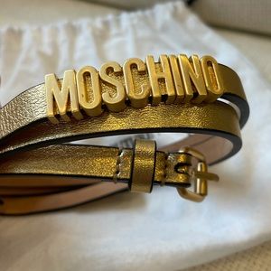 Moschino Thin Leather Belt with Dust Bag